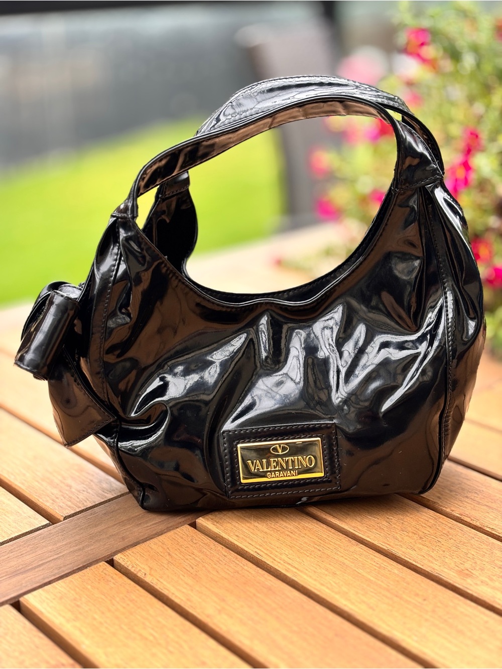 Valentino Garavani Nuage Bow Black Patent Leather Small Bag